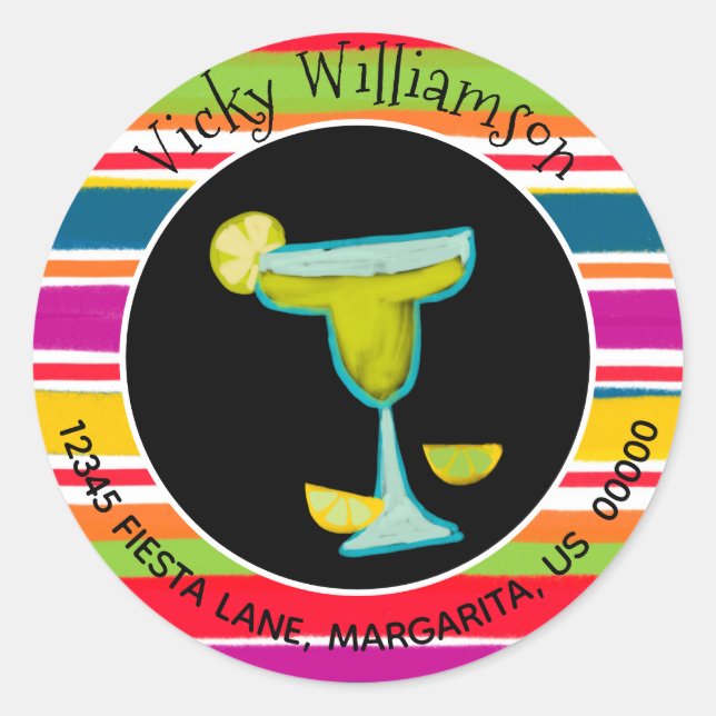 Adesivo Redondo México Fiesta Margarita Strike Return Endereço (Frente)