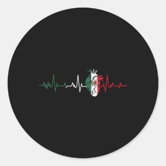 Adesivo Redondo México Flag Heartbeat Para Orgulho Mexicano Fl