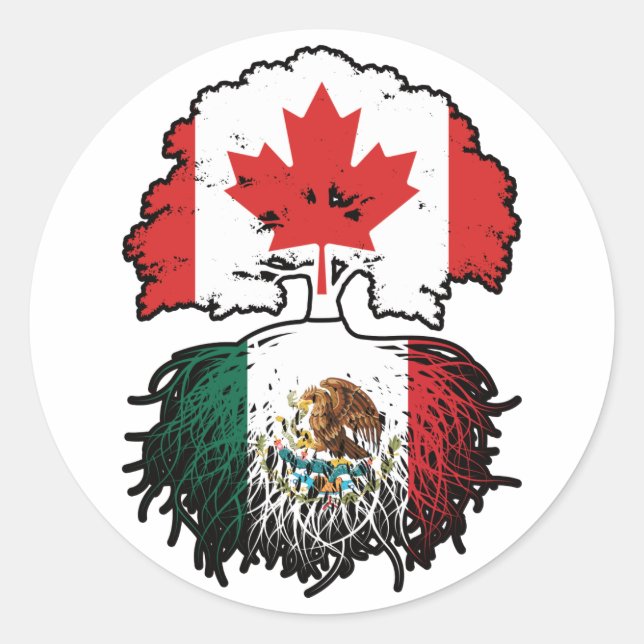 Adesivo Redondo México, México, Canadá, Canadá, Sinalizador de Raí (Frente)