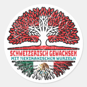 Adesivo Redondo Mexico Schweizer Schweiz Baum Wurzel
