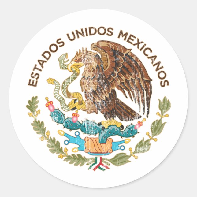 Adesivo Redondo México - Selo dos estados mexicanos (Frente)