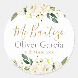 Adesivo Redondo Mi Bautizo Classic Round Sticker