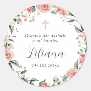Adesivo Redondo Mi Bautizo Recuerdos Para Bautizo Espanhol Baptism