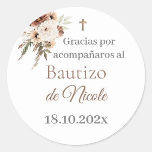 Adesivo Redondo Mi bautizo spanish sticker, garoto baptism Español
