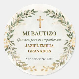 Adesivo Redondo Mi Bautizo Stickers Personalized Baptism Labels