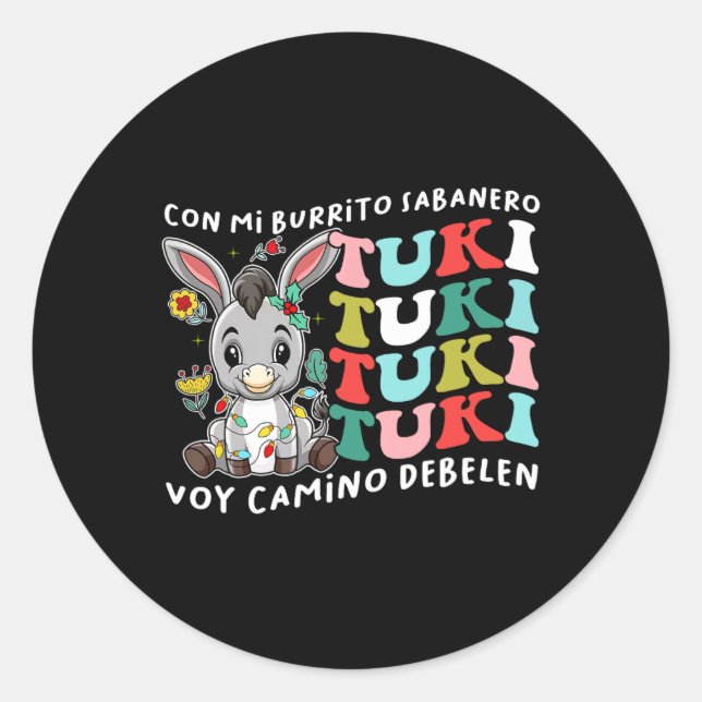 Adesivo Redondo Mi Burrito Sabynero Mexican Tuki Tuki Donkey Latin (Frente)