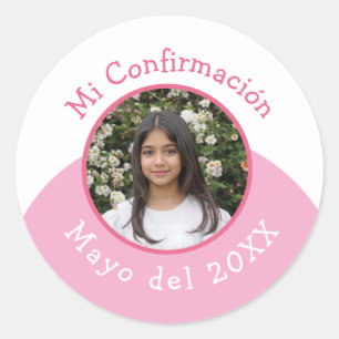 Adesivo Redondo Mi Confirmación con Foto y Fecha