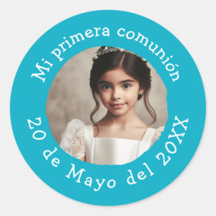 Adesivo Redondo Mi prión comunión con foto-personmera
