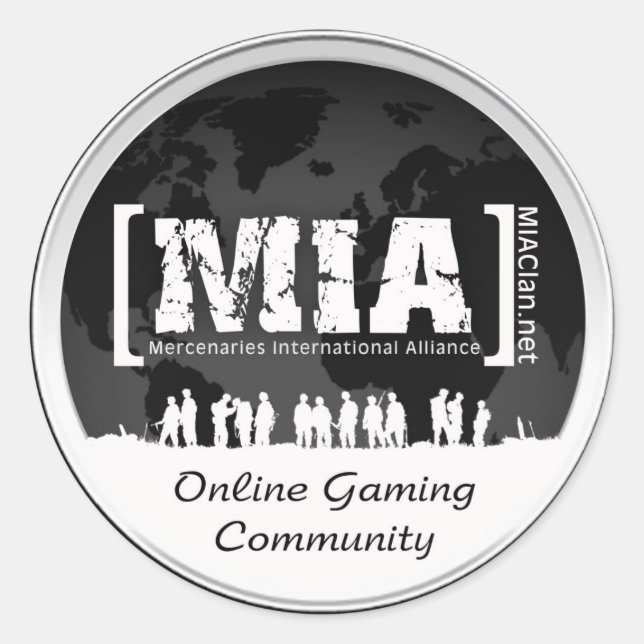 Adesivo Redondo MIAClan.net Decretos de alta qualidade brancos/neg (Frente)