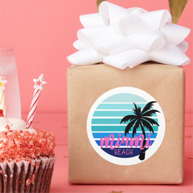 Adesivo Redondo Miami Beach (Festa)