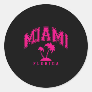 Adesivo Redondo Miami Beach Palms Palm Trees Preppy Varsit
