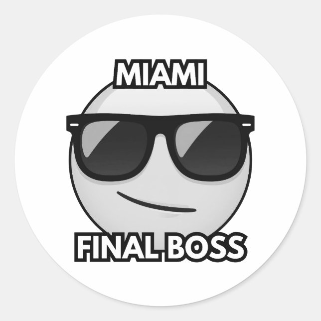 Adesivo Redondo Miami Final Boss Cool Emoji Sticker (Frente)