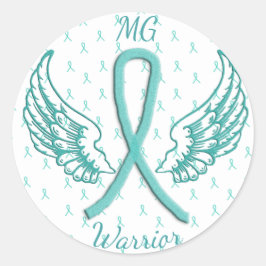 Adesivo Redondo Miastenia Gravis Angel Wings Warrior Sticker