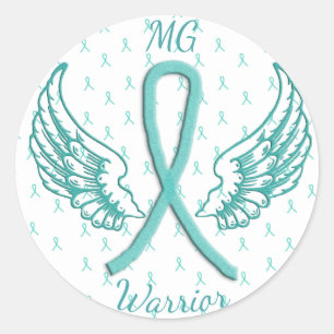 Adesivo Redondo Miastenia Gravis Angel Wings Warrior Sticker