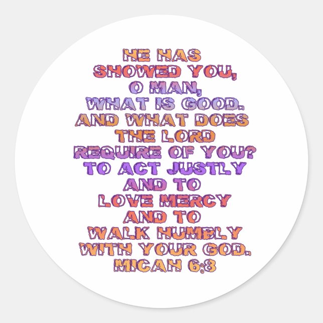 Adesivo Redondo Micah 6:8 (Frente)