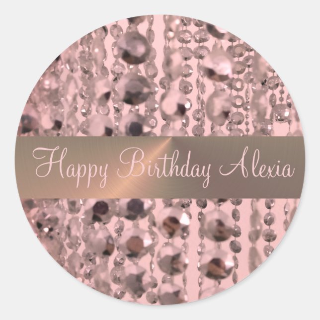 Adesivo Redondo Miçangas de cordas laminadas Rosa chic (Frente)