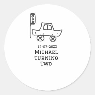 Adesivo Redondo Michael completando dois anos de idade carro de br