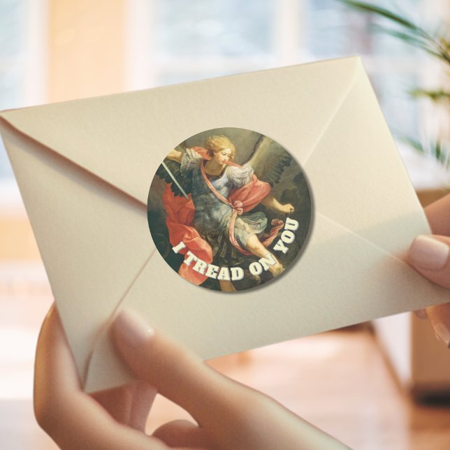 Adesivo Redondo Michael, o Arcanjo que LEVANTEI SOBRE VOCÊ (Criador carregado)