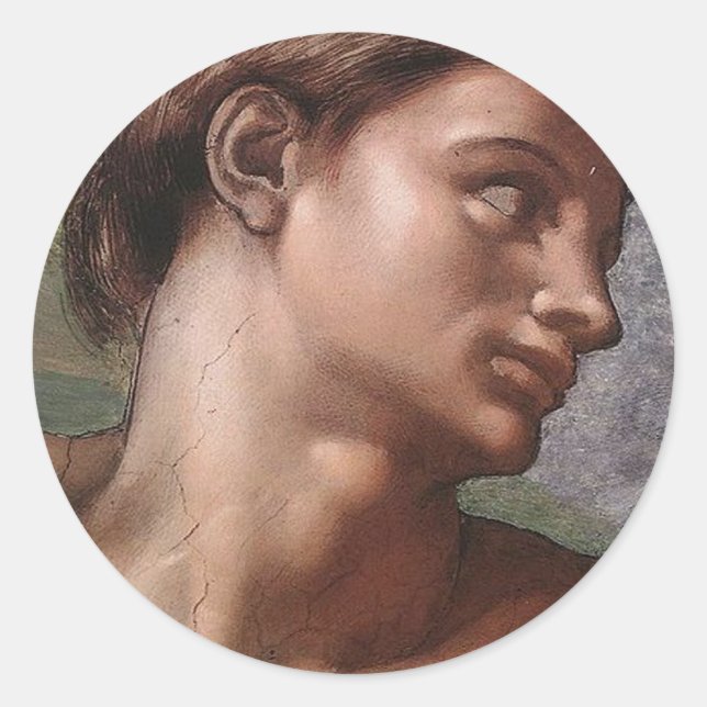 Adesivo Redondo Michelangelo Criação Adam Deus Arte (Frente)