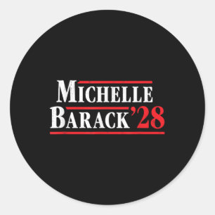 Adesivo Redondo Michelle Barack 2028 - Campanha Retro Eleitoral
