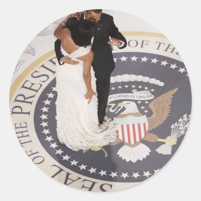 Adesivo Redondo Michelle e Barack Obama (Frente)