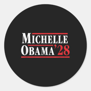 Adesivo Redondo Michelle Obama 2028 - Campanha Retro Eleitoral