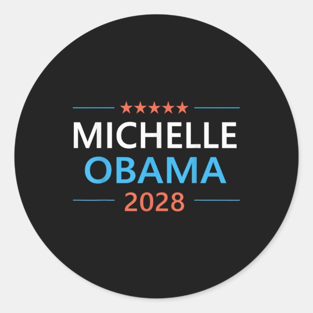 Adesivo Redondo Michelle Obama 2028 Para A Eleição Do Presidente D (Frente)
