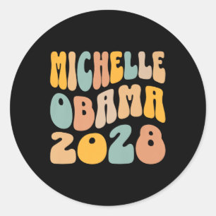 Adesivo Redondo Michelle Obama 2028 Pelo Presidente Resiste Wavy G