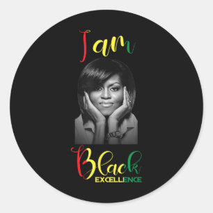 Adesivo Redondo Michelle Obama Black Excellence Black History Mont