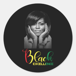 Adesivo Redondo Michelle Obama Black Excellence Black History Mont