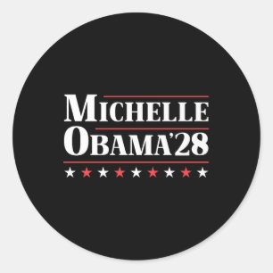 Adesivo Redondo Michelle Obama Para Presidente 2028 Premium