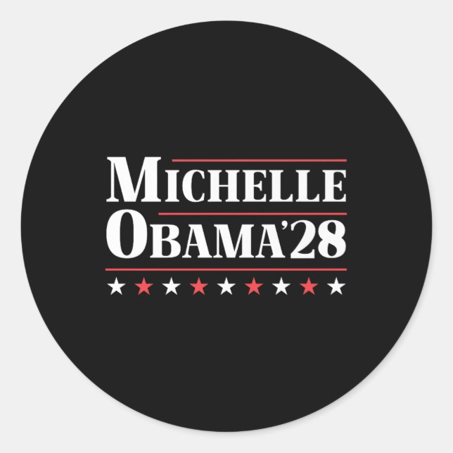 Adesivo Redondo Michelle Obama Para Presidente 2028 Premium (Frente)