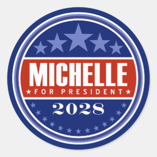 Adesivo Redondo Michelle Obama Presidente 2028