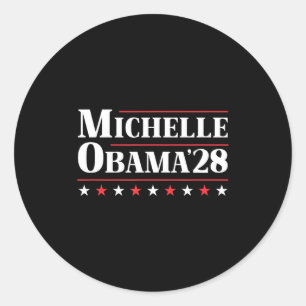 Adesivo Redondo Michelle Obama Presidente 2028 Camiseta.png