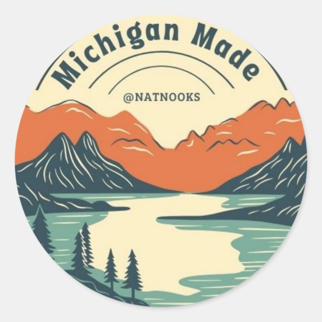 Adesivo Redondo Michigan Fez a Nature Hiking Sticker (Frente)