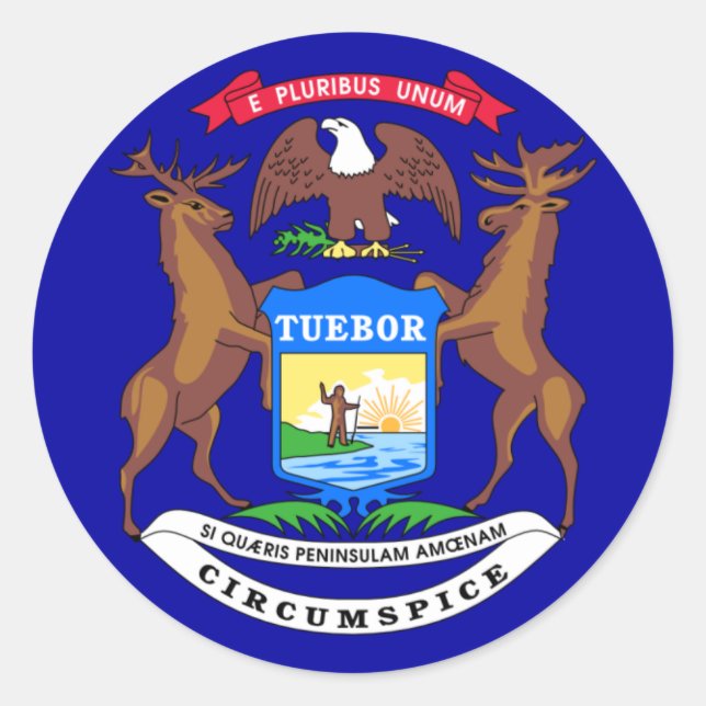 Adesivo Redondo Michigan Flag (Frente)