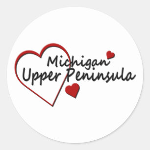 Adesivo Redondo Michigan High Peninsula Heart Sticker