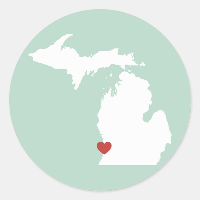 Adesivo Redondo Michigan Love - Customizable Sticker (Frente)