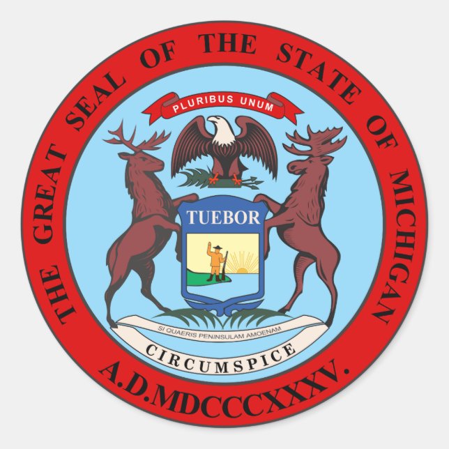 Adesivo Redondo Michigan Seal (Frente)