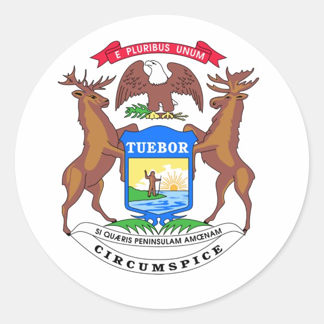 Adesivo Redondo Michigan State Seal (Frente)