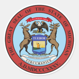Adesivo Redondo Michigan State Seal