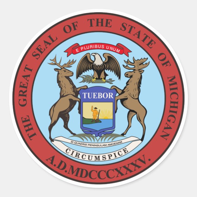 Adesivo Redondo Michigan State Seal (Frente)