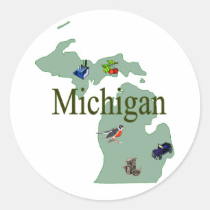 Adesivo Redondo Michigan Sticker