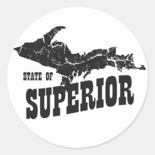 Adesivo Redondo Michigan Upper Peninsula State of Superior Sticker