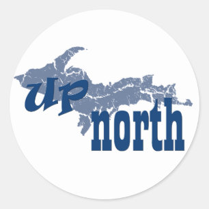 Adesivo Redondo Michigan Upper Peninsula Up North Sticker
