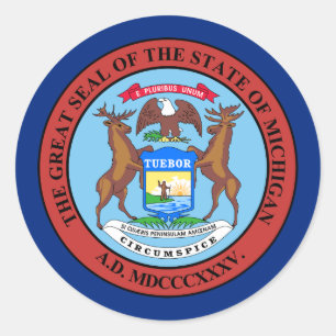 Adesivo Redondo Michigander Seal, Seal do Michigan Sticker