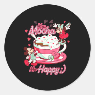 Adesivo Redondo Mickey & Minnie Dia dos Namorados Você Mocha M