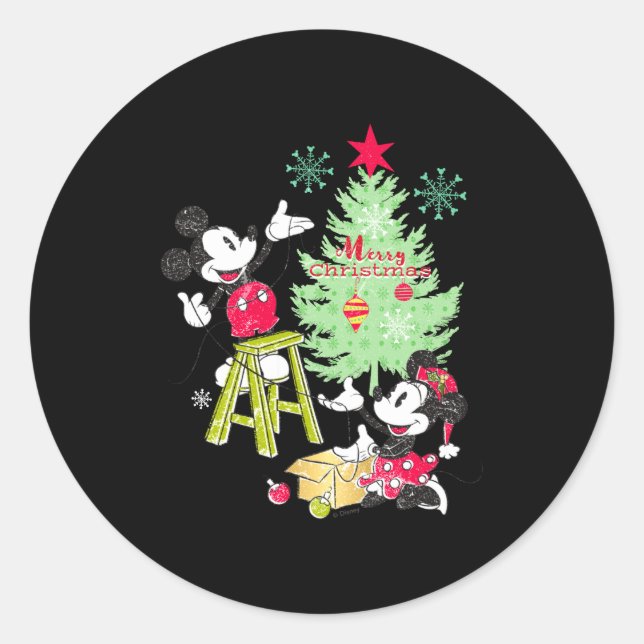 Adesivo Redondo Mickey Minnie Clic Christmas Tree  (Frente)