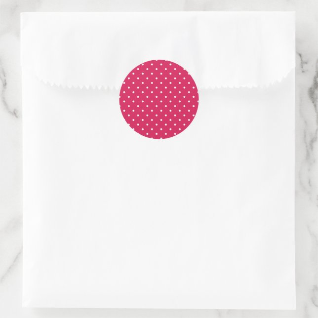 Adesivo Redondo Micro Bolinha Branco - Framboesa (Bolsa)