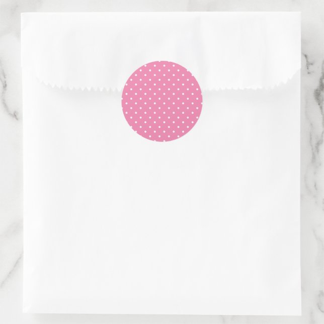 Adesivo Redondo Micro Bolinhas Branco - Rosa Fúcsia (Bolsa)